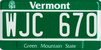 VT license plate WJC670
