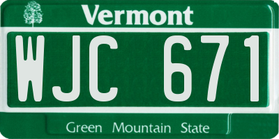 VT license plate WJC671