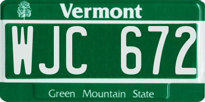 VT license plate WJC672