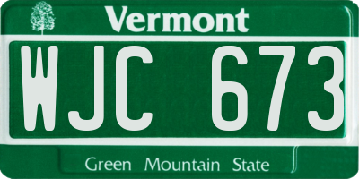 VT license plate WJC673