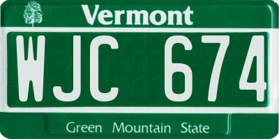VT license plate WJC674