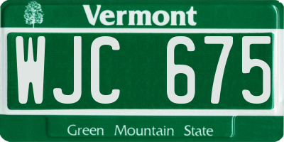 VT license plate WJC675