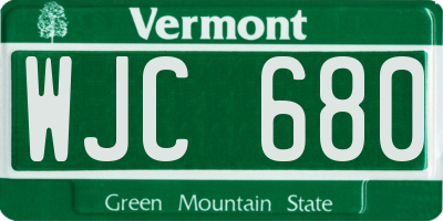 VT license plate WJC680