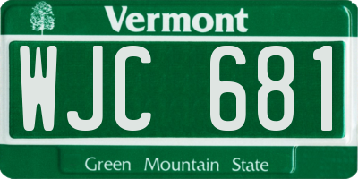 VT license plate WJC681