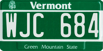 VT license plate WJC684