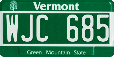 VT license plate WJC685
