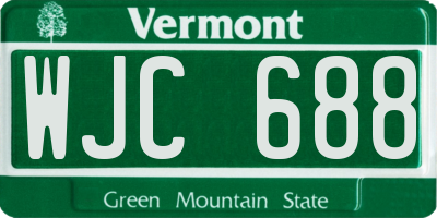 VT license plate WJC688