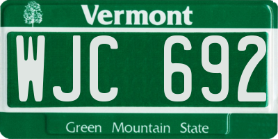 VT license plate WJC692