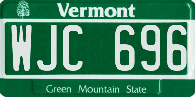 VT license plate WJC696