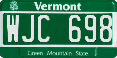 VT license plate WJC698