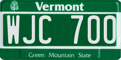 VT license plate WJC700