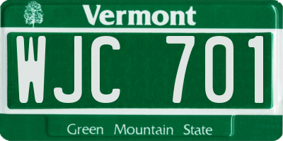VT license plate WJC701