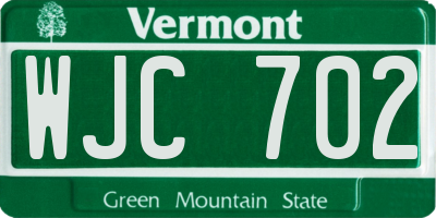 VT license plate WJC702