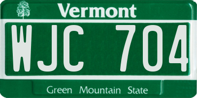 VT license plate WJC704