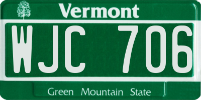 VT license plate WJC706