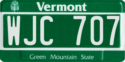 VT license plate WJC707