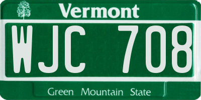 VT license plate WJC708
