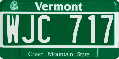 VT license plate WJC717