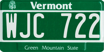 VT license plate WJC722