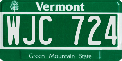 VT license plate WJC724