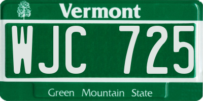 VT license plate WJC725