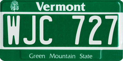 VT license plate WJC727