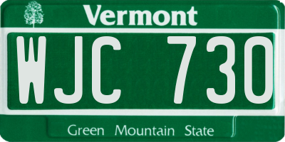 VT license plate WJC730