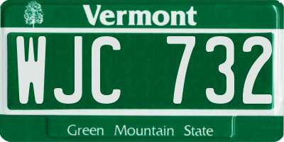 VT license plate WJC732