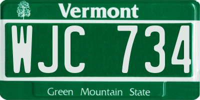 VT license plate WJC734
