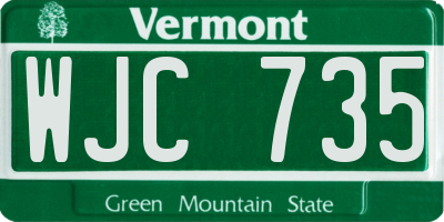 VT license plate WJC735