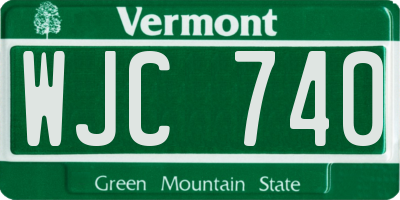 VT license plate WJC740