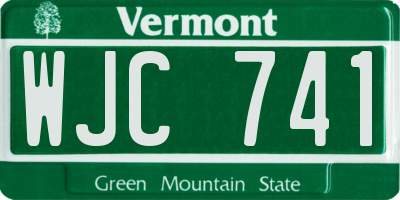 VT license plate WJC741