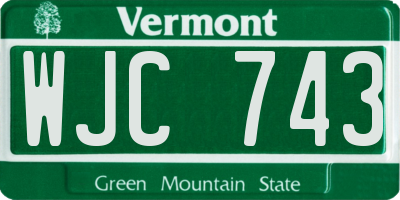 VT license plate WJC743
