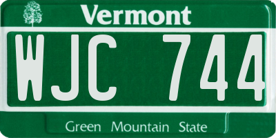 VT license plate WJC744