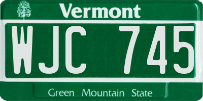 VT license plate WJC745