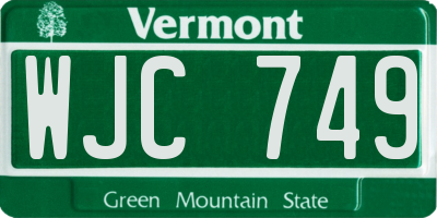 VT license plate WJC749