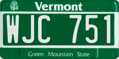 VT license plate WJC751
