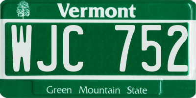 VT license plate WJC752