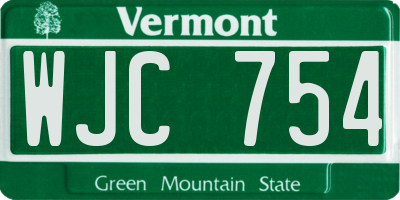 VT license plate WJC754