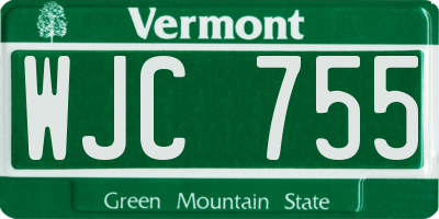 VT license plate WJC755