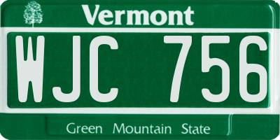 VT license plate WJC756