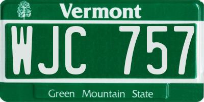 VT license plate WJC757