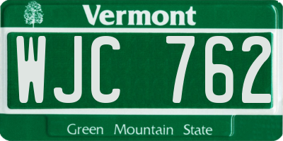VT license plate WJC762