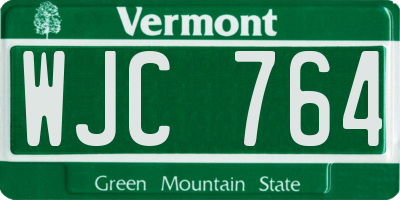 VT license plate WJC764