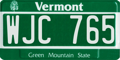 VT license plate WJC765