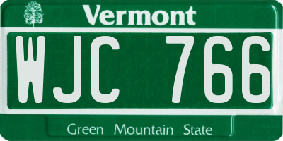 VT license plate WJC766