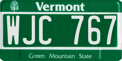 VT license plate WJC767
