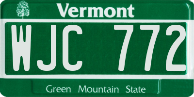 VT license plate WJC772