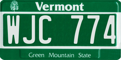 VT license plate WJC774