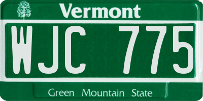 VT license plate WJC775